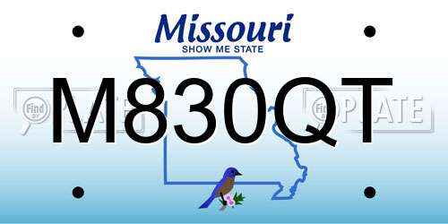 M830QT Missouri License Plate
