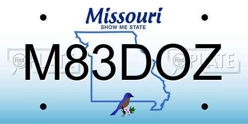 M83DOZ Missouri License Plate