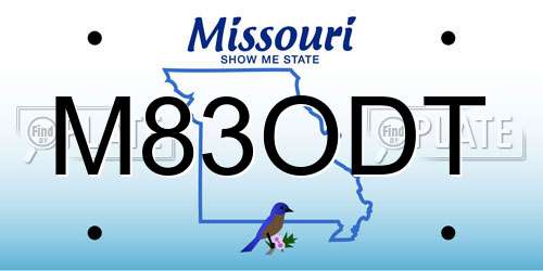 M83ODT Missouri License Plate