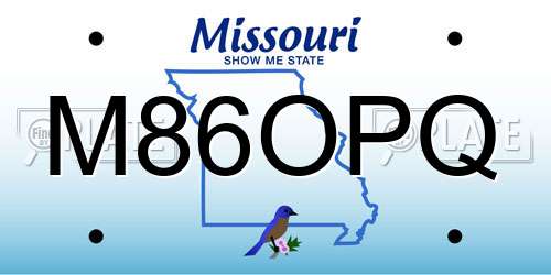 M86OPQ Missouri License Plate