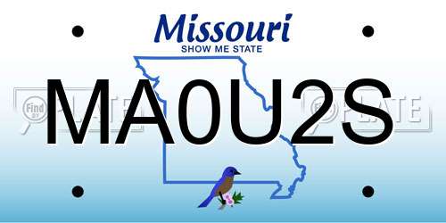 MA0U2S Missouri License Plate