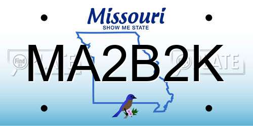 MA2B2K Missouri License Plate