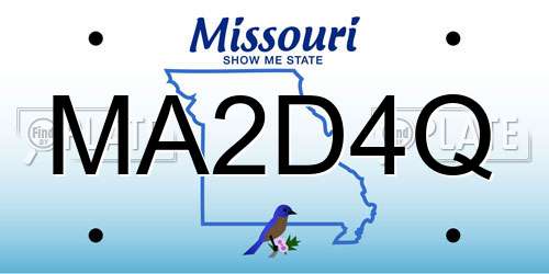 MA2D4Q Missouri License Plate