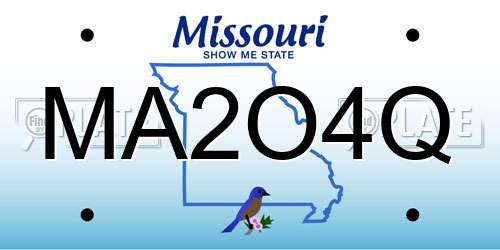 MA2O4Q Missouri License Plate