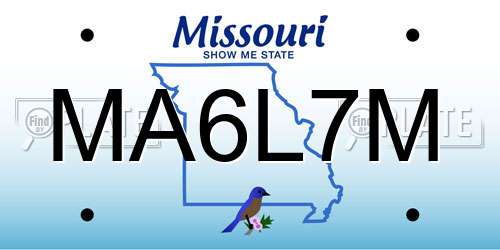 MA6L7M Missouri License Plate