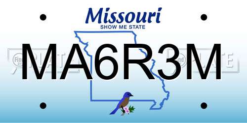 MA6R3M Missouri License Plate