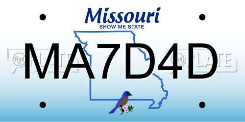 MA7D4D Missouri License Plate