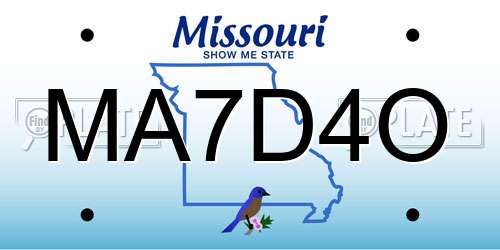 MA7D4O Missouri License Plate