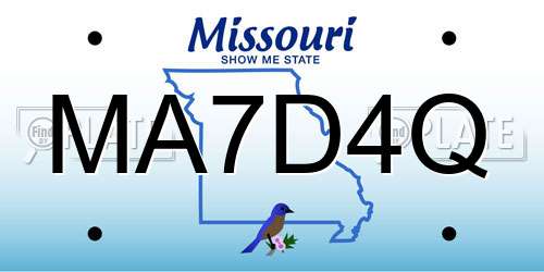 MA7D4Q Missouri License Plate