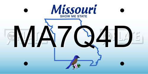 MA7Q4D Missouri License Plate
