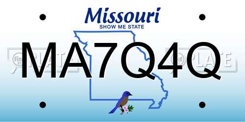 MA7Q4Q Missouri License Plate