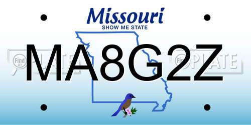 MA8G2Z Missouri License Plate