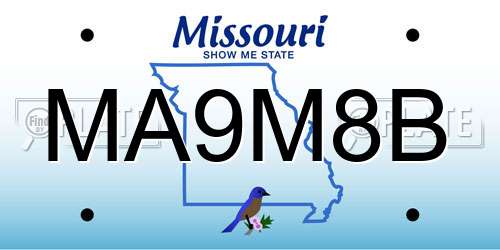 MA9M8B Missouri License Plate