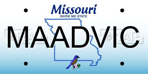 MAADVIC Missouri License Plate