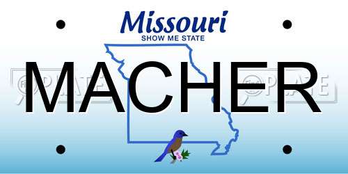 MACHER Missouri License Plate