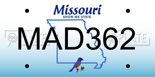 MAD362 Missouri License Plate