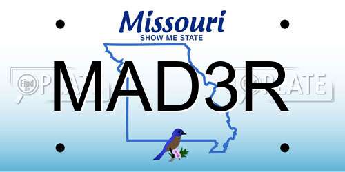 MAD3R Missouri License Plate