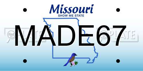 MADE67 Missouri License Plate