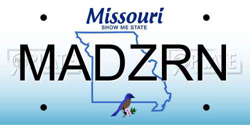 MADZRN Missouri License Plate