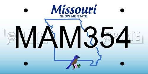 MAM354 Missouri License Plate