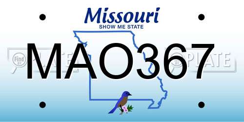 MAO367 Missouri License Plate