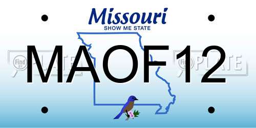 MAOF12 Missouri License Plate