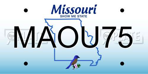 MAOU75 Missouri License Plate