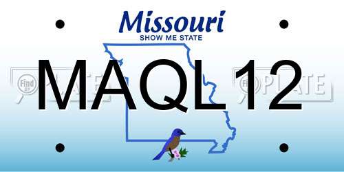 MAQL12 Missouri License Plate