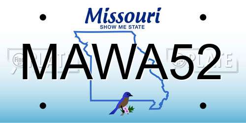 MAWA52 Missouri License Plate