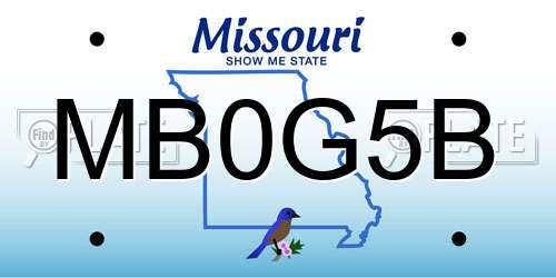 MB0G5B Missouri License Plate
