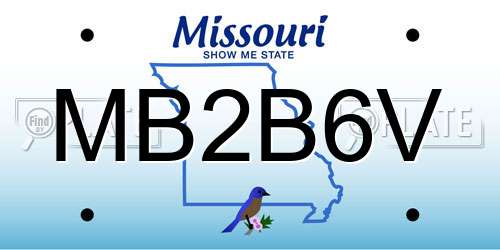 MB2B6V Missouri License Plate