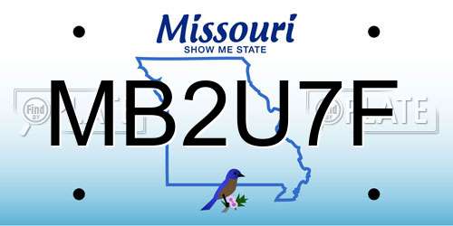 MB2U7F Missouri License Plate