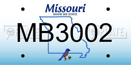 MB3002 Missouri License Plate