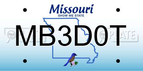 MB3D0T Missouri License Plate