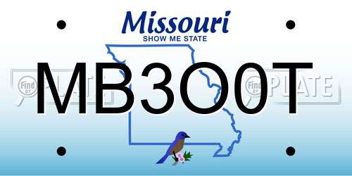 MB3O0T Missouri License Plate