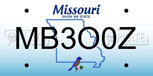 MB3O0Z Missouri License Plate