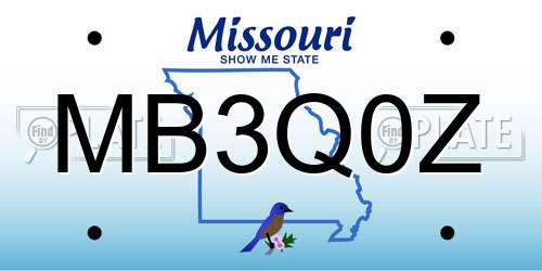 MB3Q0Z Missouri License Plate
