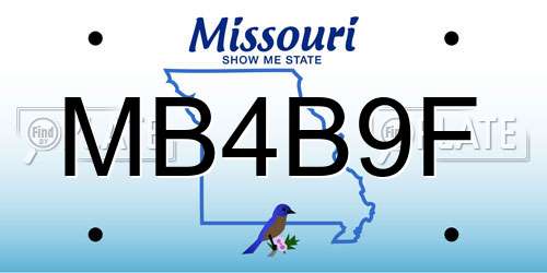 MB4B9F Missouri License Plate
