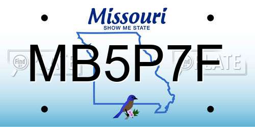 MB5P7F Missouri License Plate