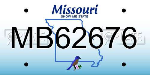 MB62676 Missouri License Plate