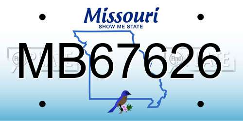 MB67626 Missouri License Plate