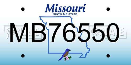 MB76550 Missouri License Plate