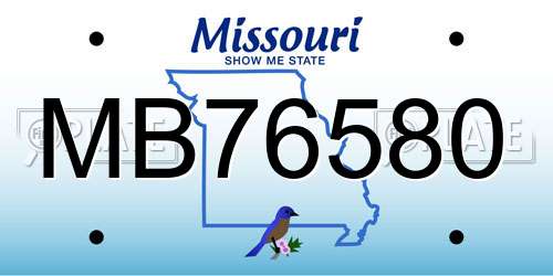 MB76580 Missouri License Plate