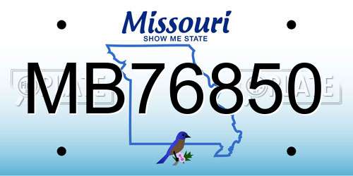 MB76850 Missouri License Plate