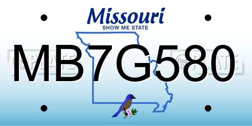 MB7G580 Missouri License Plate