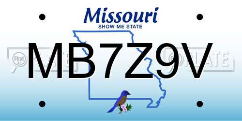 MB7Z9V Missouri License Plate