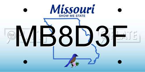 MB8D3F Missouri License Plate