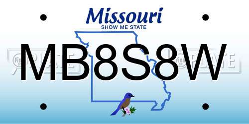MB8S8W Missouri License Plate