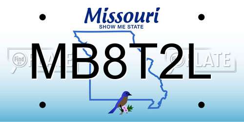 MB8T2L Missouri License Plate