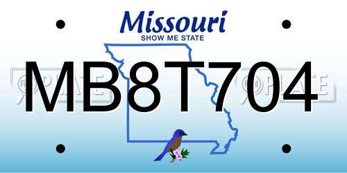 MB8T704 Missouri License Plate